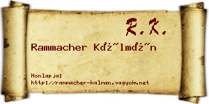 Rammacher Kálmán névjegykártya